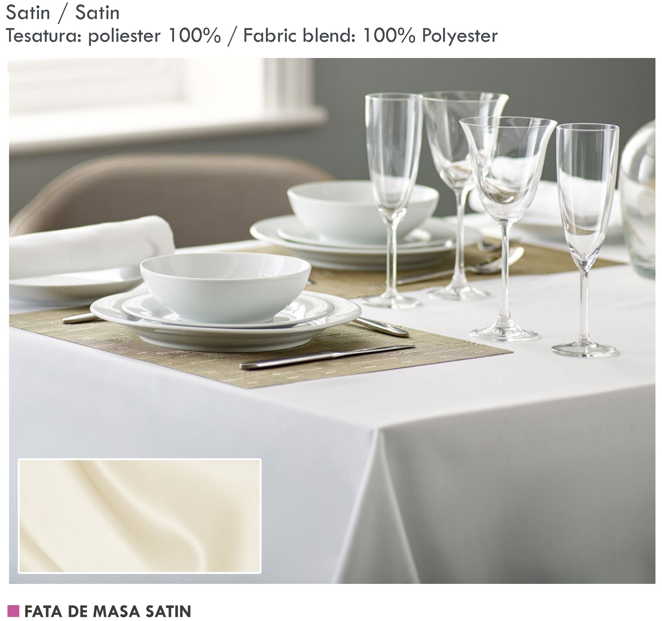 Fata de masa Satin alb
