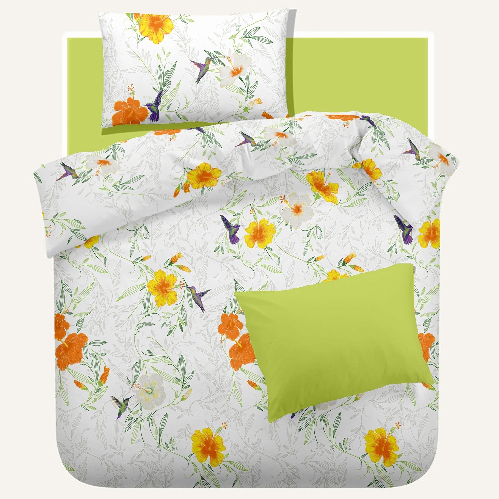 Lenjerie pat Renforce RIU Rosemallow-02 Lime