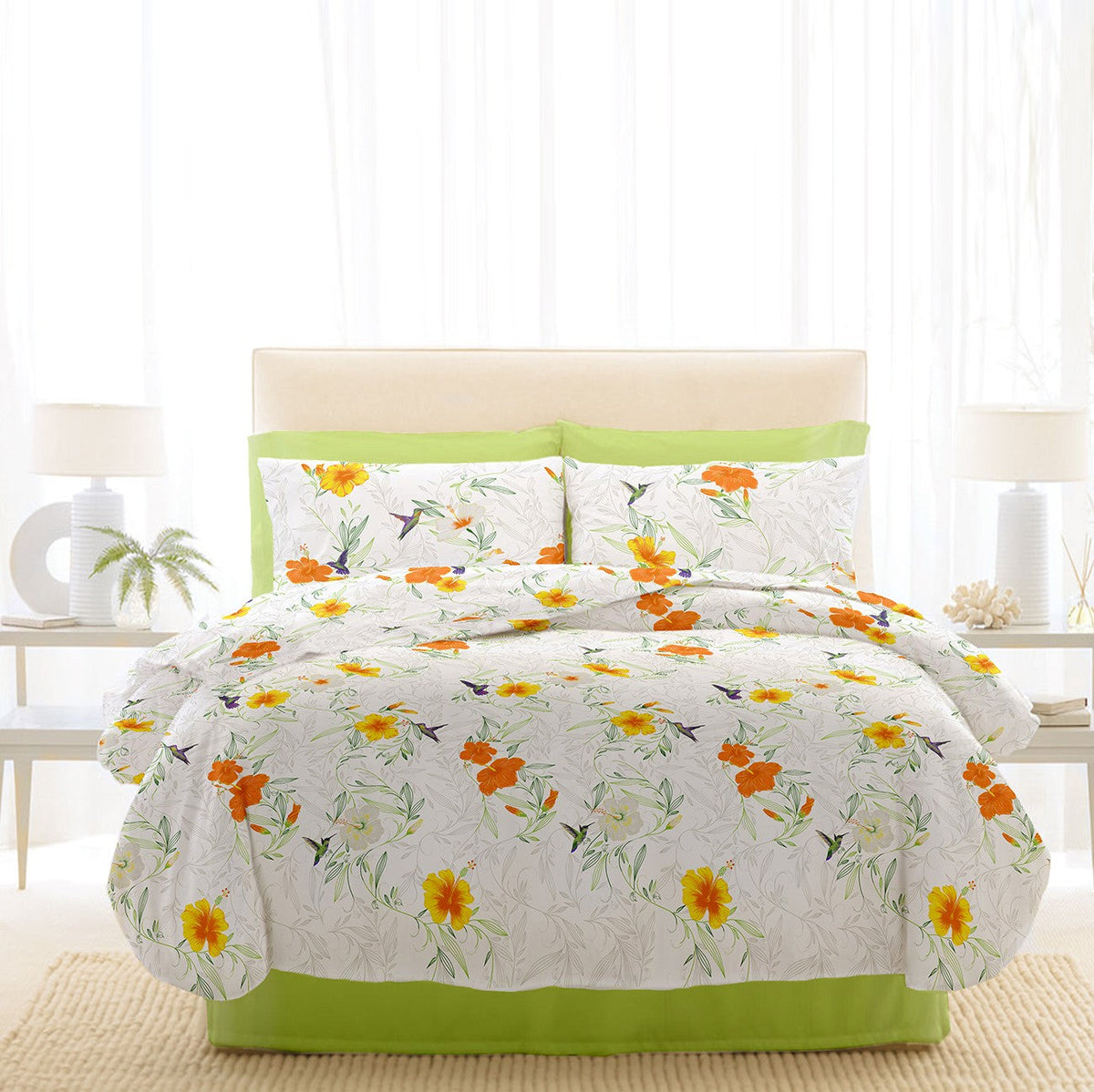 Lenjerie pat Renforce RIU Rosemallow-02 Lime