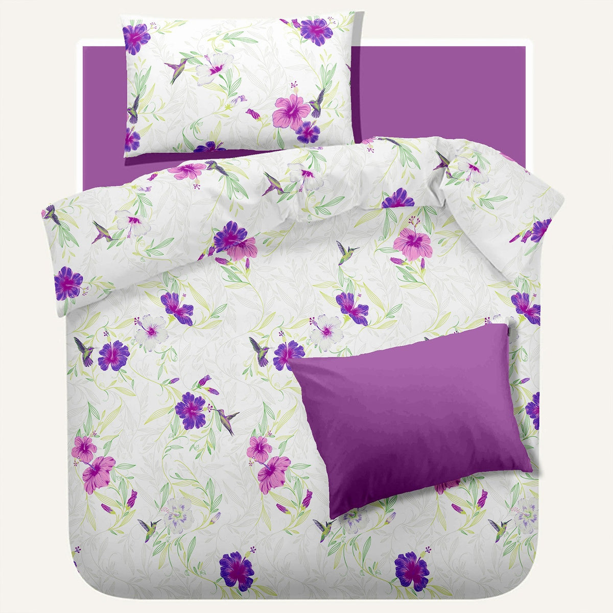 Lenjerie pat Renforce RIU Rosemallow-03 Iris Orchid