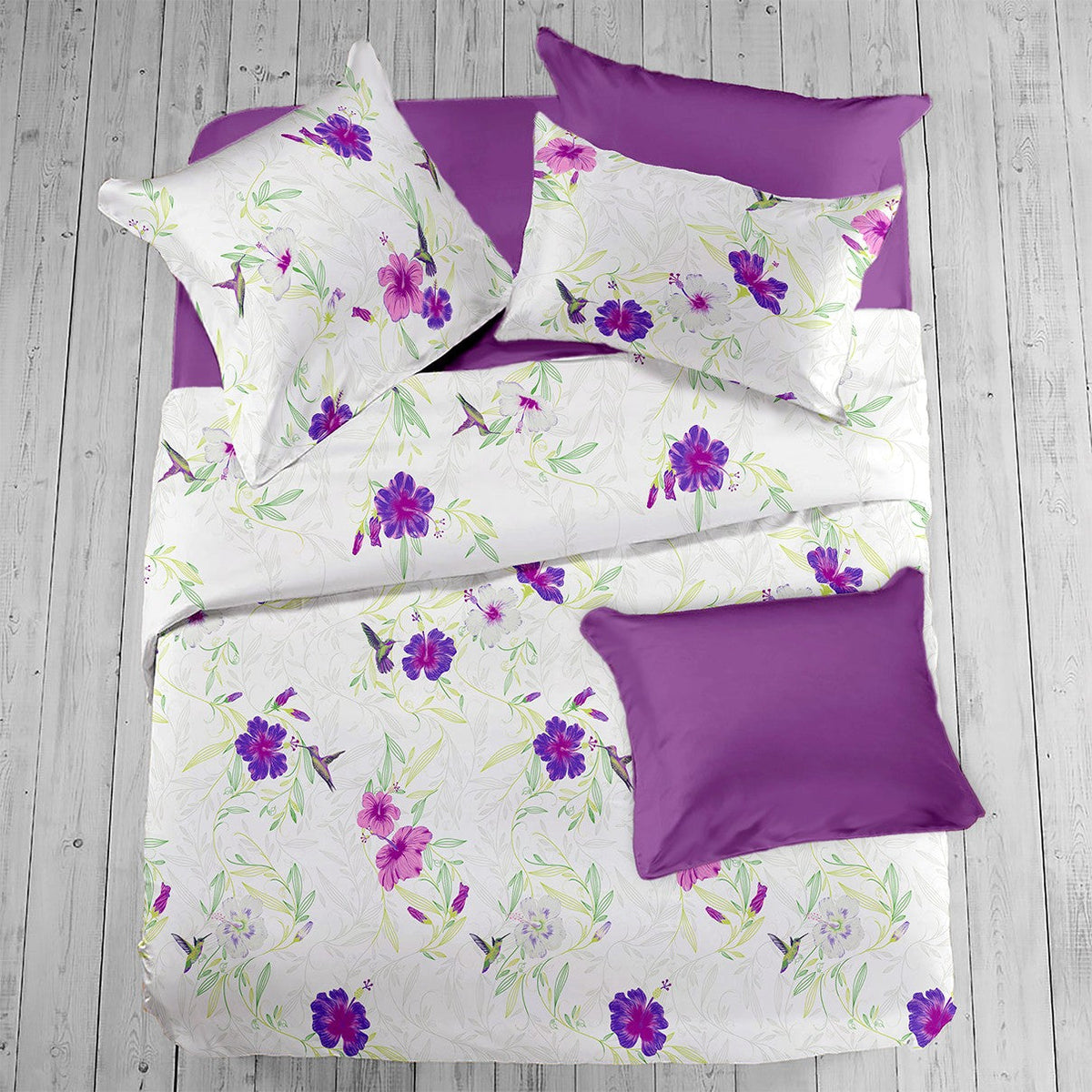 Lenjerie pat Renforce RIU Rosemallow-03 Iris Orchid