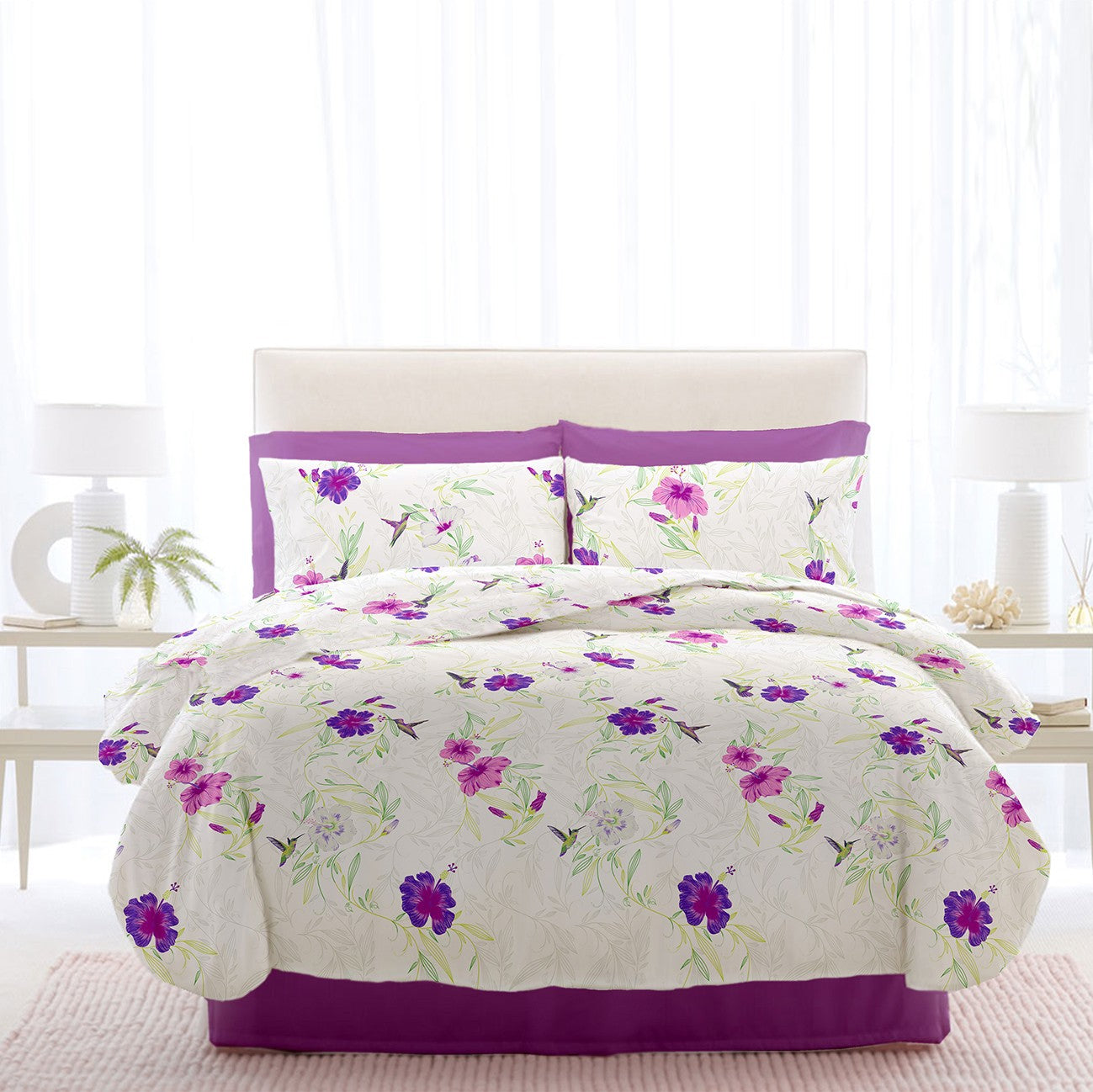 Lenjerie pat Renforce RIU Rosemallow-03 Iris Orchid