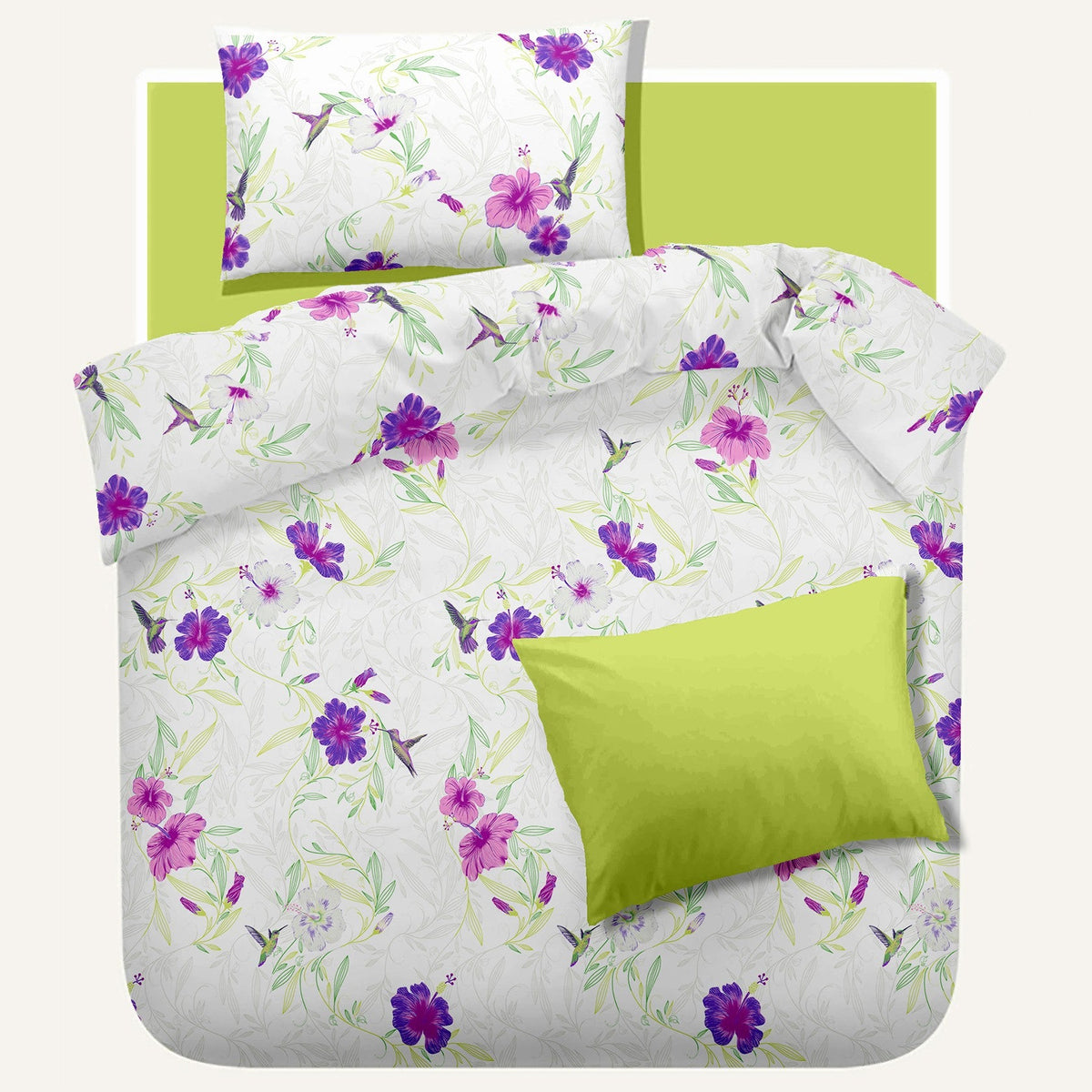 Lenjerie pat Renforce RIU Rosemallow-03 Lime
