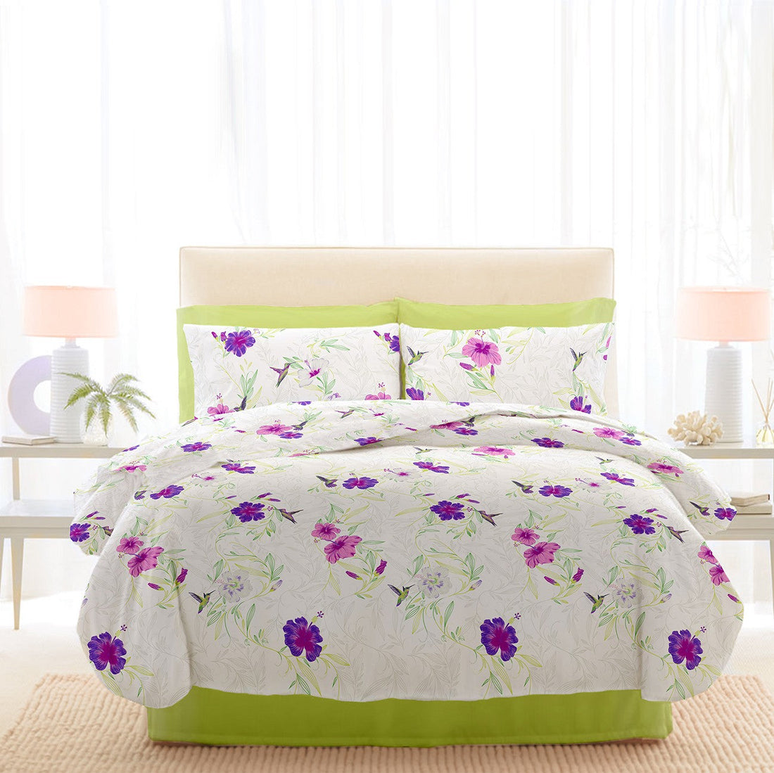Lenjerie pat Renforce RIU Rosemallow-03 Lime