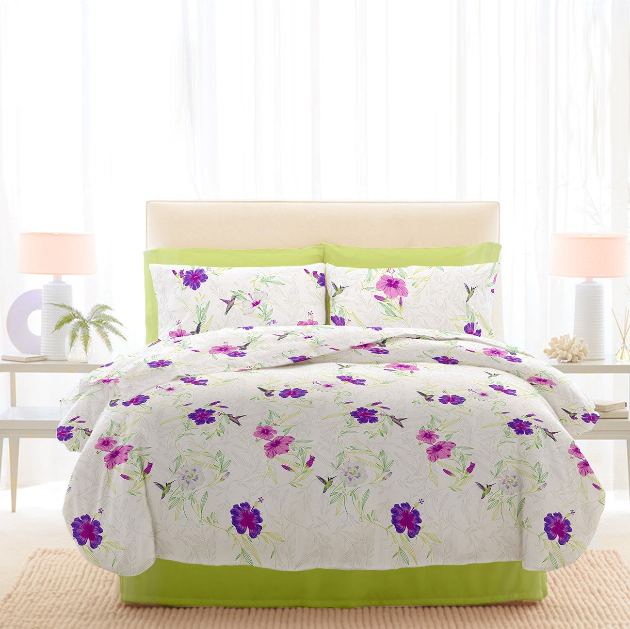 Lenjerie pat Renforce RIU Rosemallow-03 Lime
