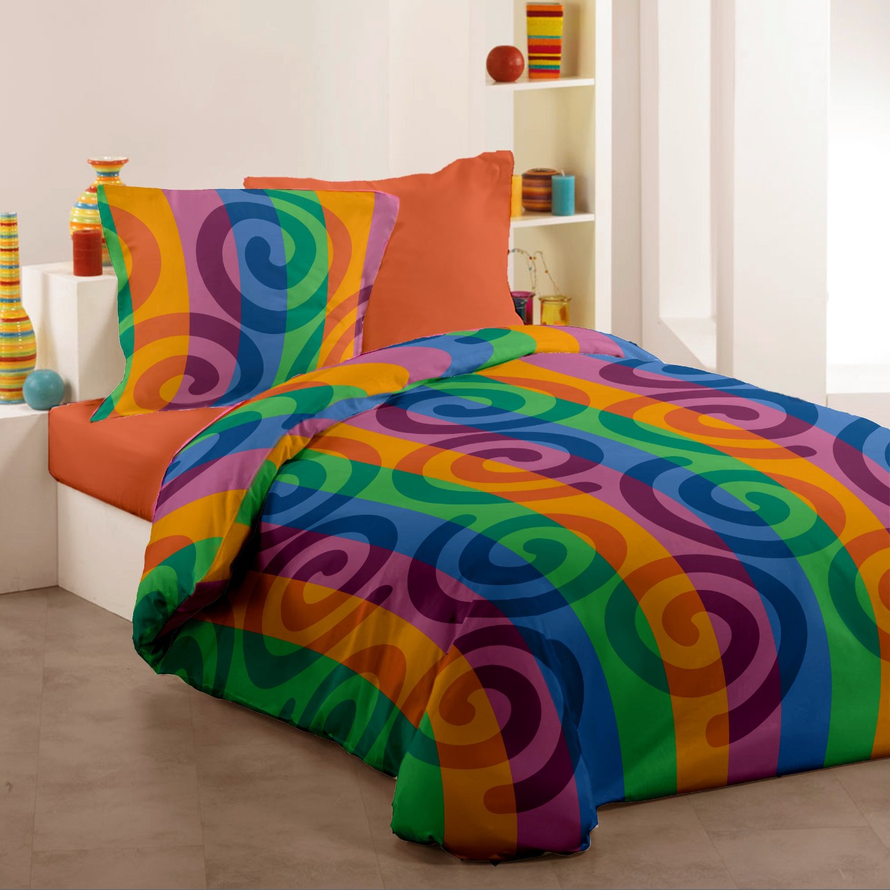 Lenjerie pat Renforce cod RIU Rainbow Pumpkin