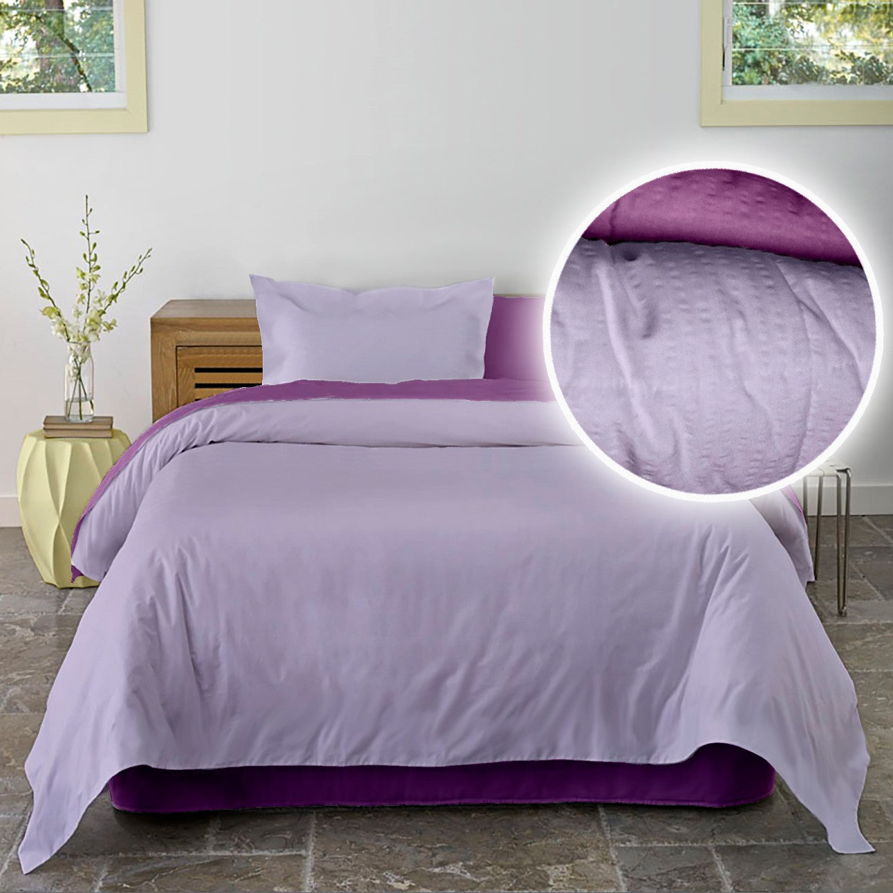 Lenjerie pat Crepe uni Iris Orchid & Lila