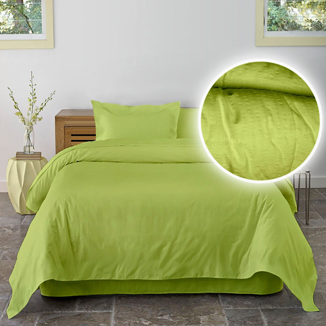 Lenjerie pat Crepe uni Lime