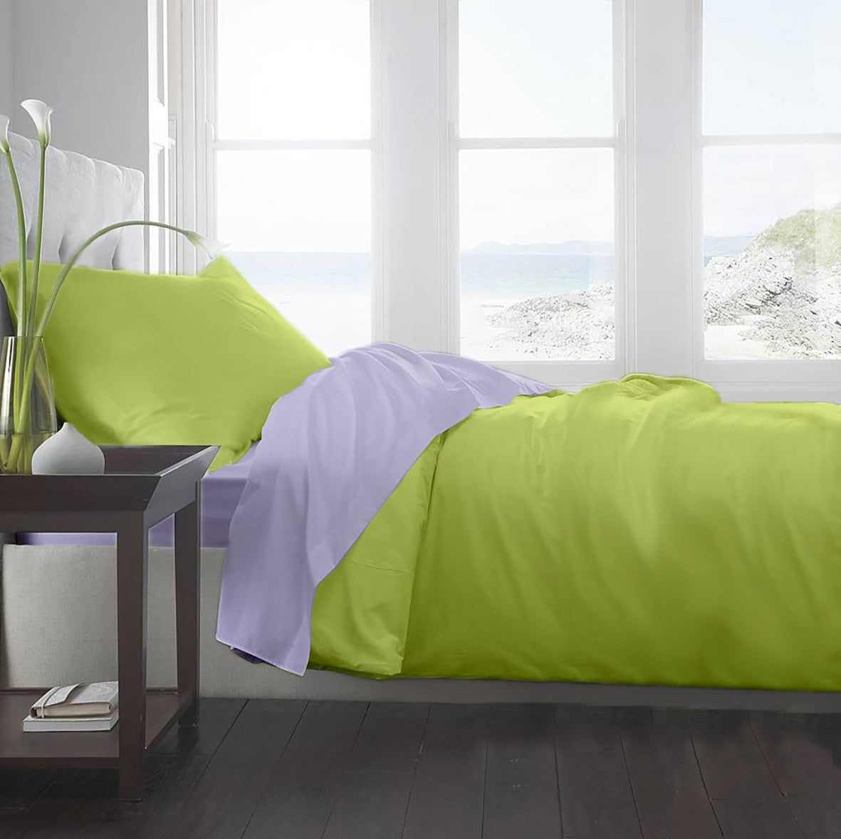 Lenjerie pat Renforce Lila & Lime