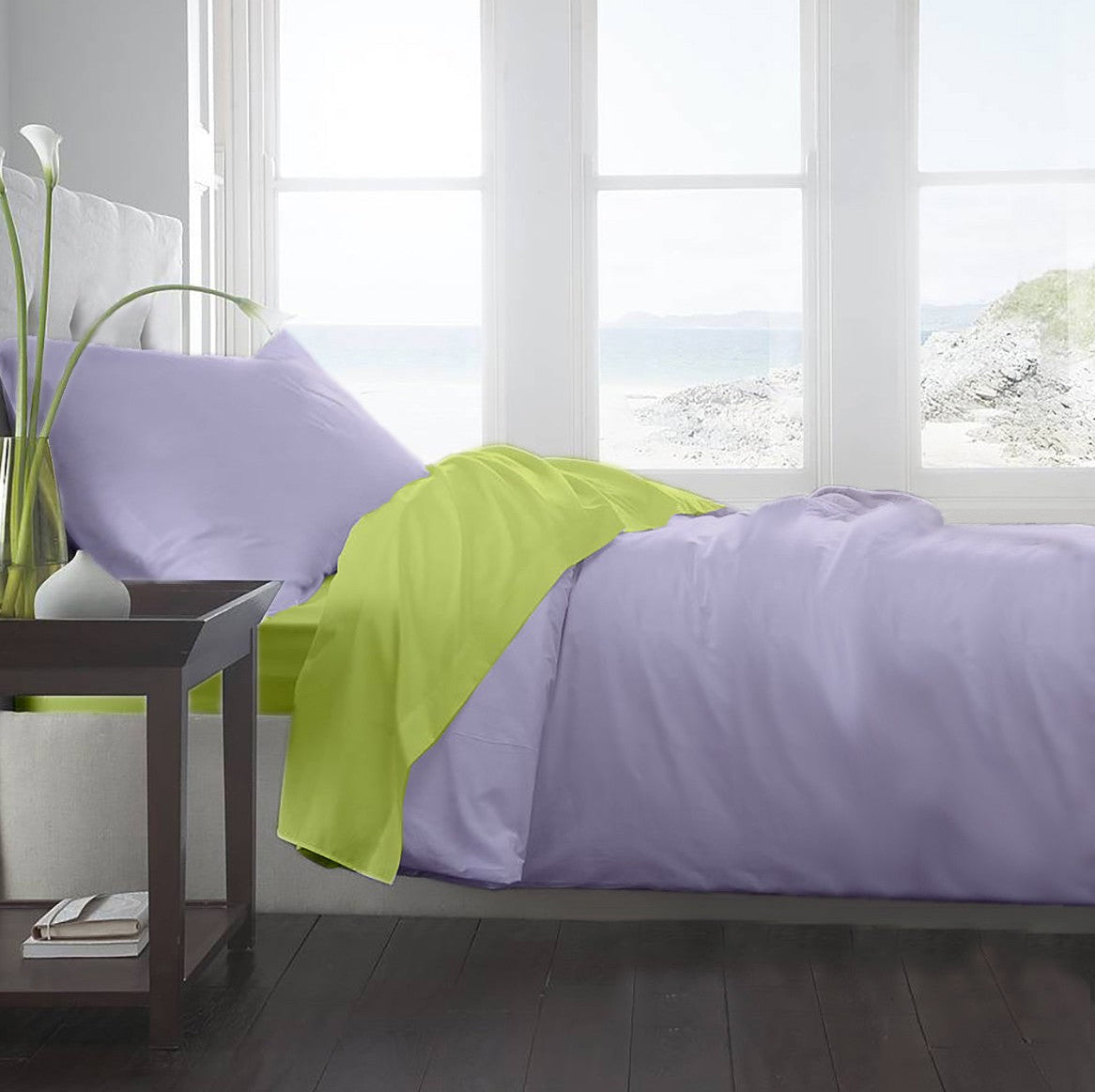 Lenjerie pat Renforce Lime & Lila