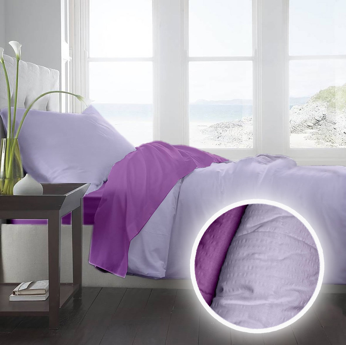 Lenjerie pat Crepe uni Iris Orchid & Lila