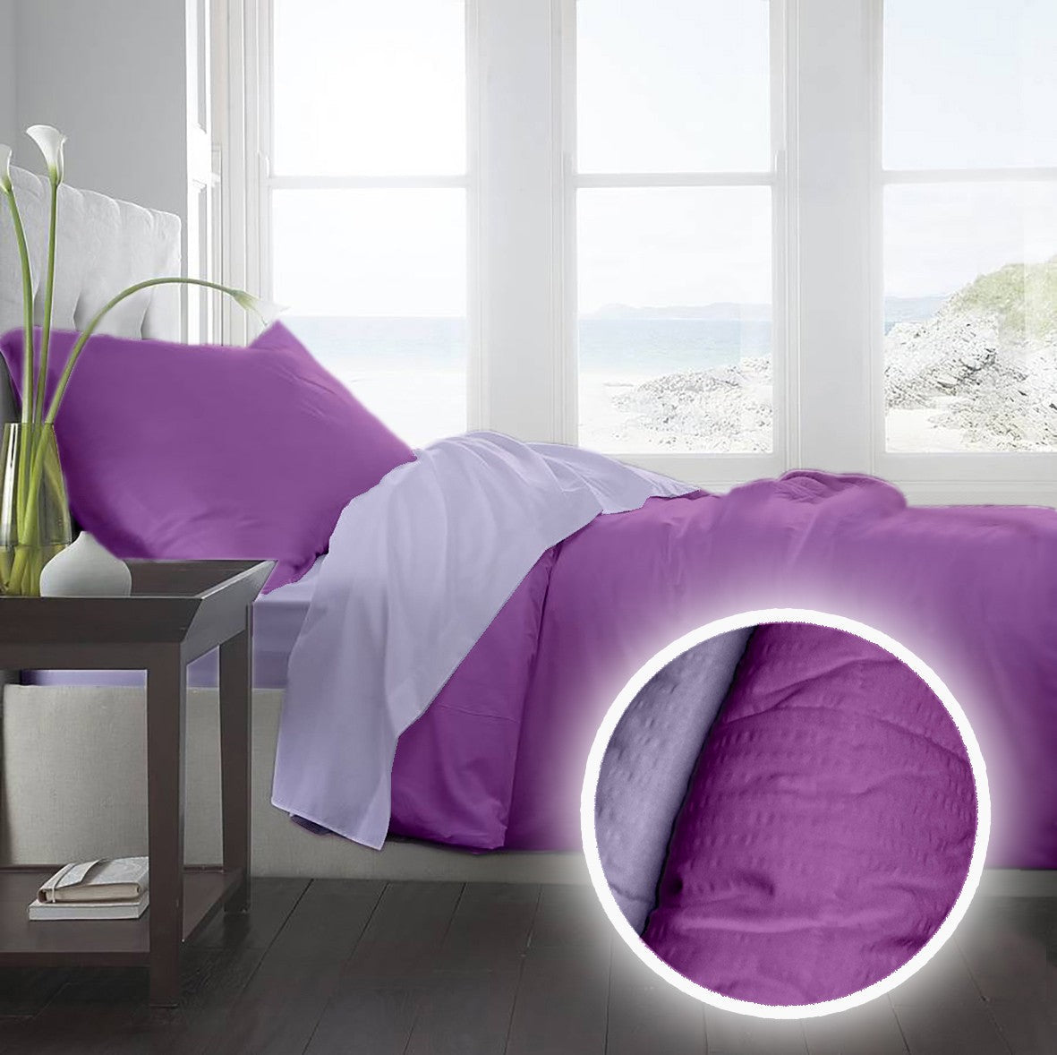 Lenjerie pat Crepe uni Lila & Iris Orchid