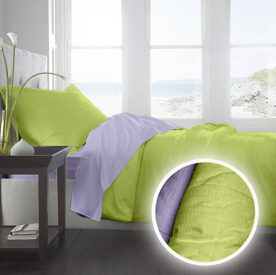 Lenjerie pat Crepe uni Lila & Lime