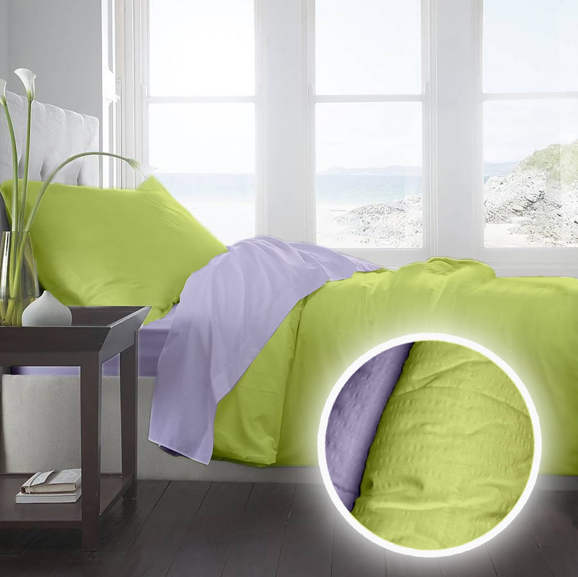 Lenjerie pat Crepe uni Lila & Lime