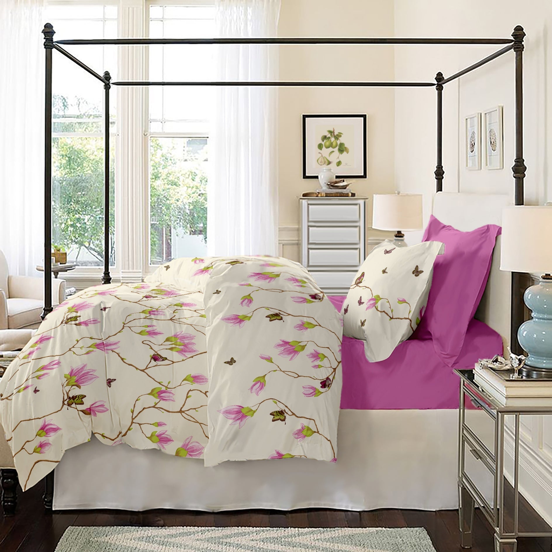 Lenjerie pat Renforce desen Magnolia v.1 Rosebloom