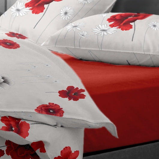 Lenjerie pat Renforce desen Poppy Field