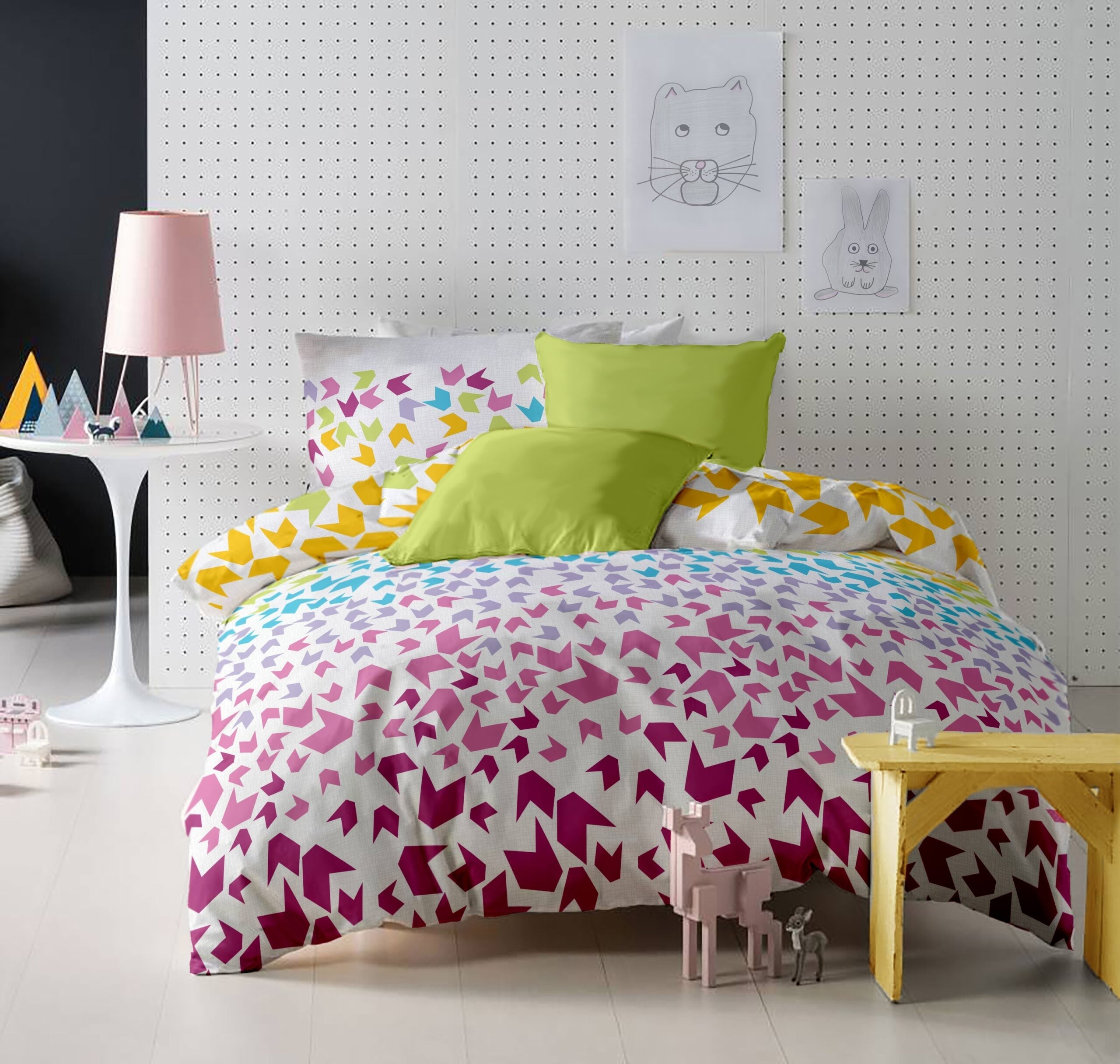 Lenjerie pat Renforce desen Loving Matisse v.1-Lime
