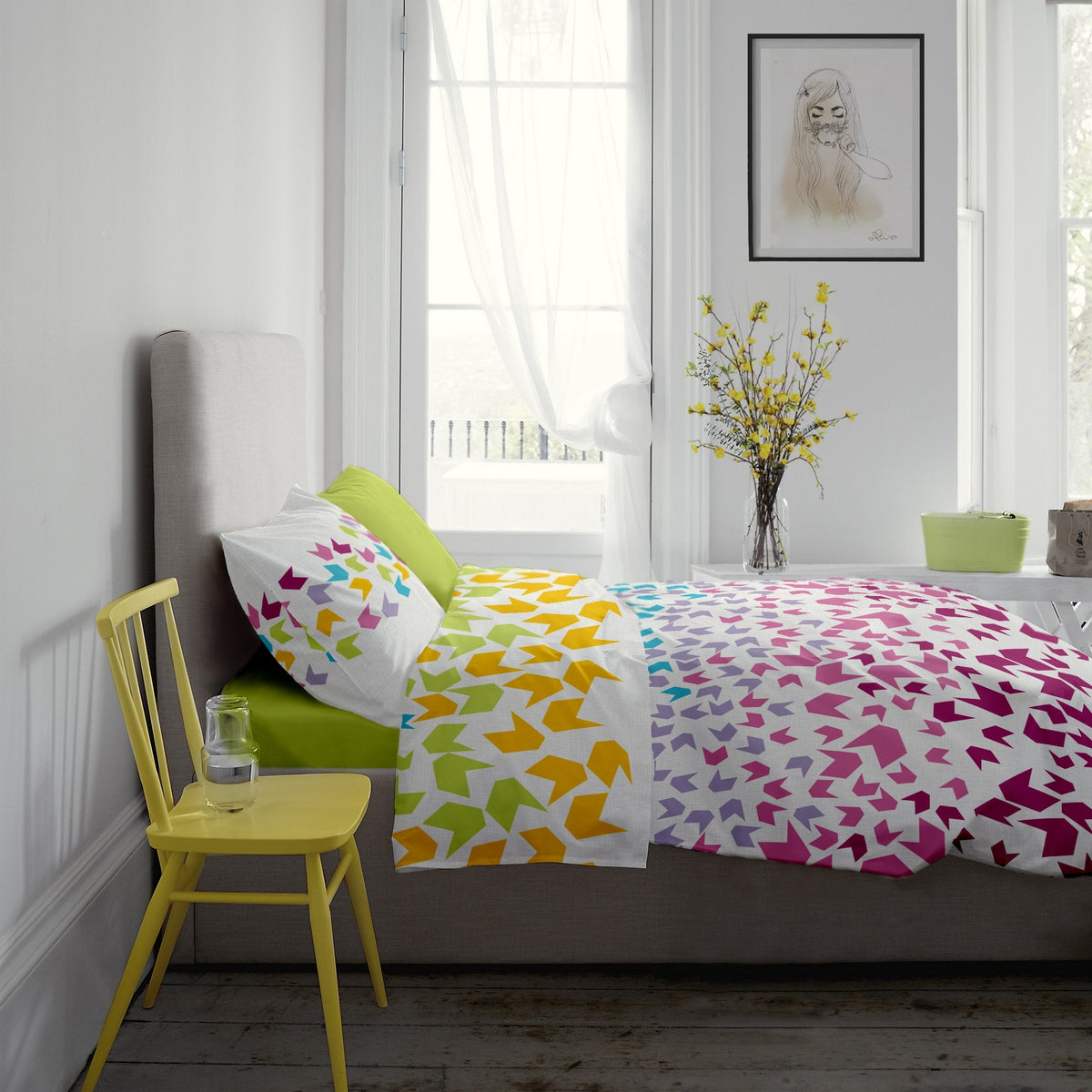 Lenjerie pat Renforce desen Loving Matisse v.1-Lime