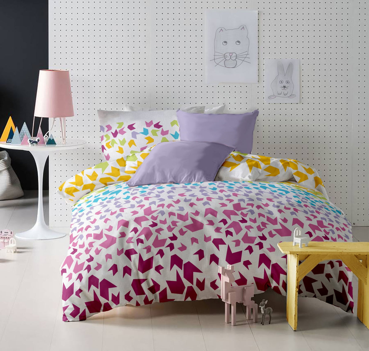 Lenjerie pat Renforce desen Loving Matisse v.1-Lila