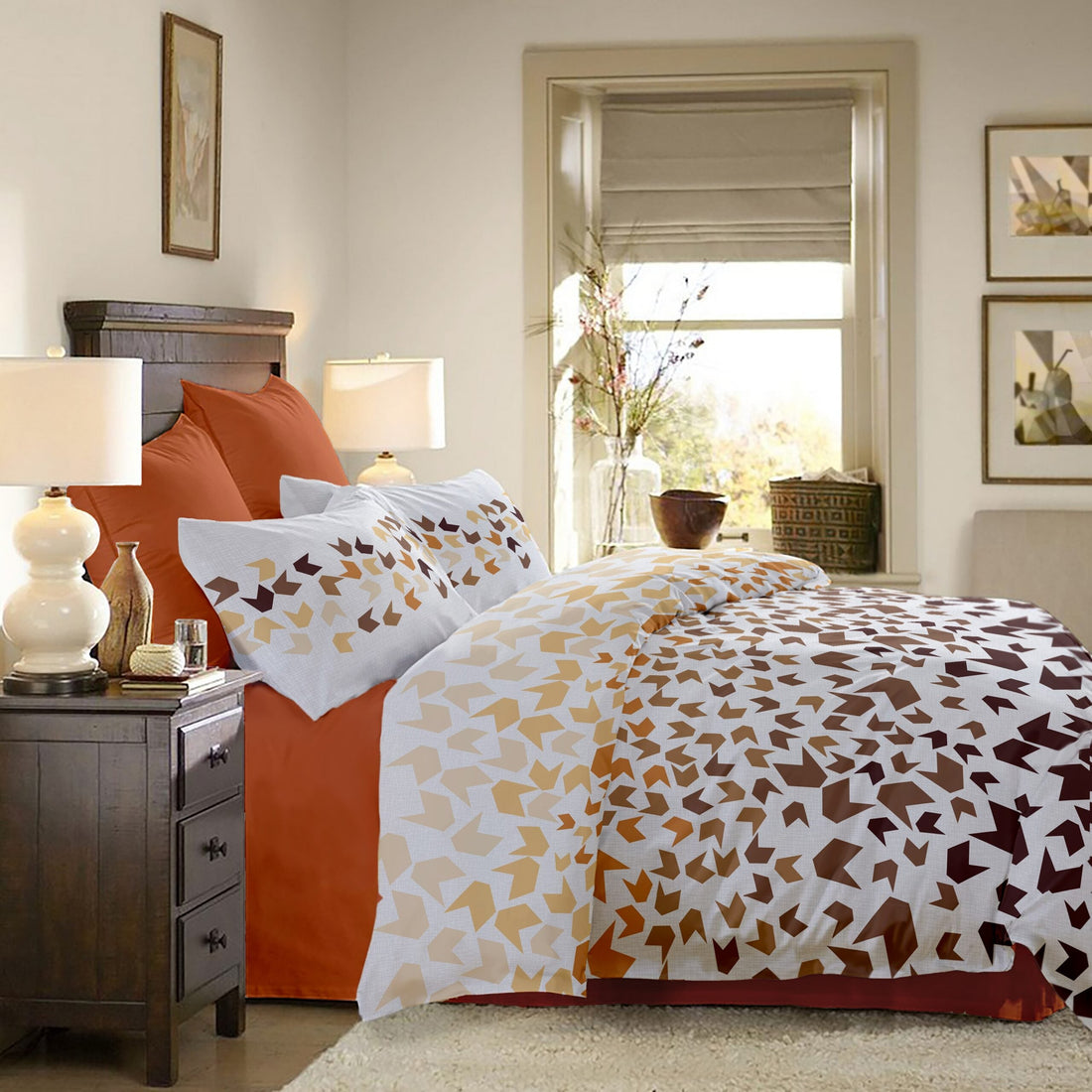 Lenjerie pat Renforce model Loving Matisse v.2+Pumpkin