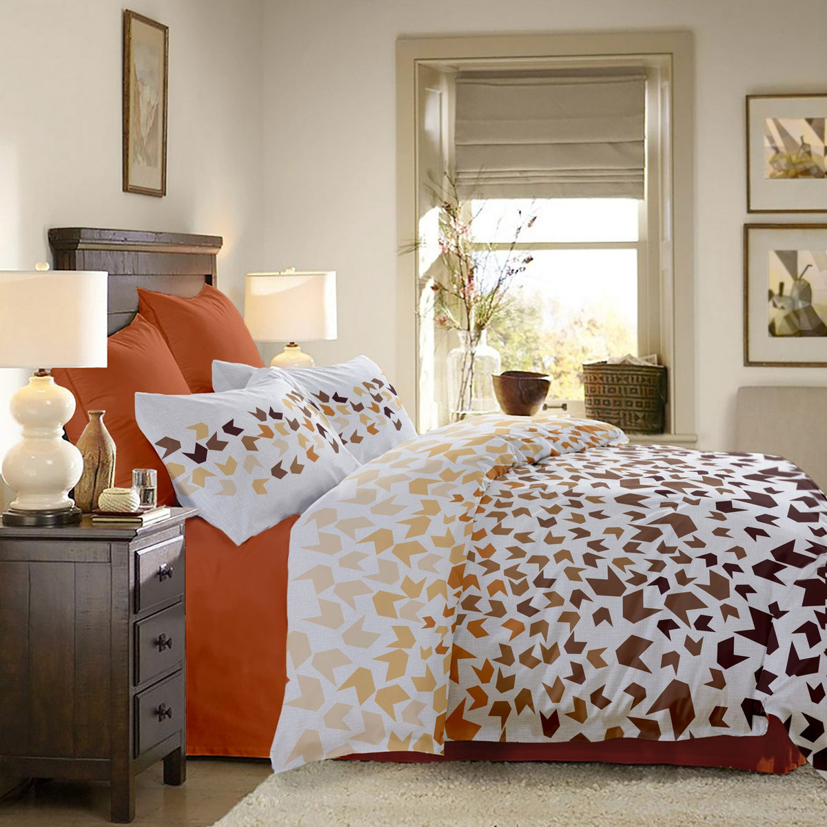 Lenjerie pat Renforce model Loving Matisse v.2+Pumpkin