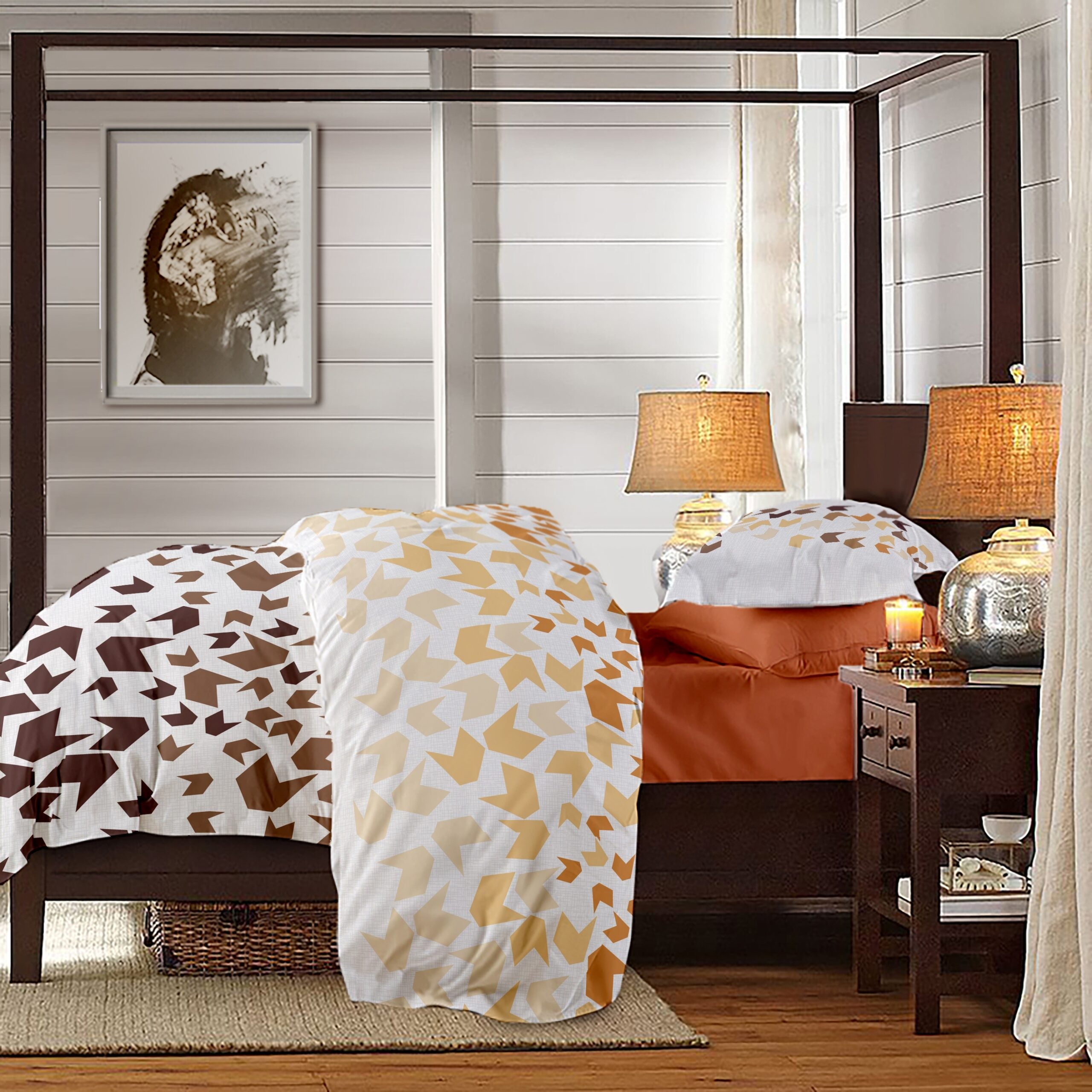 Lenjerie pat Renforce model Loving Matisse v.2+Pumpkin