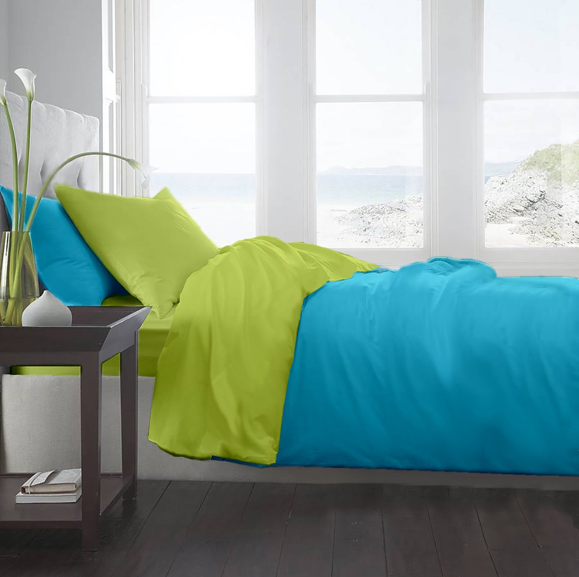 Lenjerie pat Renforce Lime & Aquarius