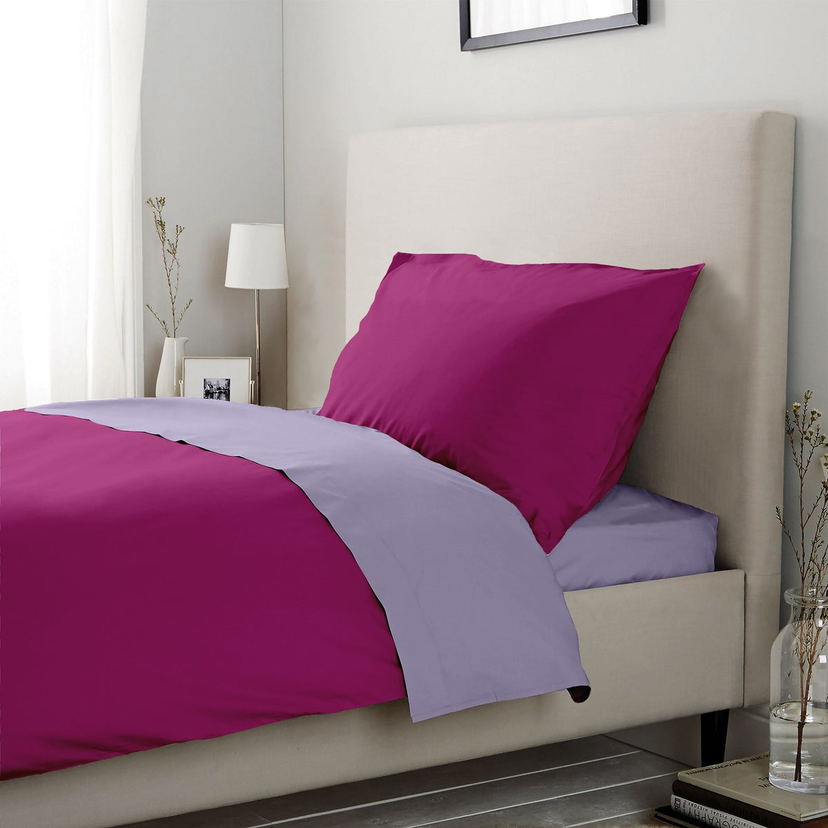Lenjerie pat Renforce Fuchsia Red & Lila