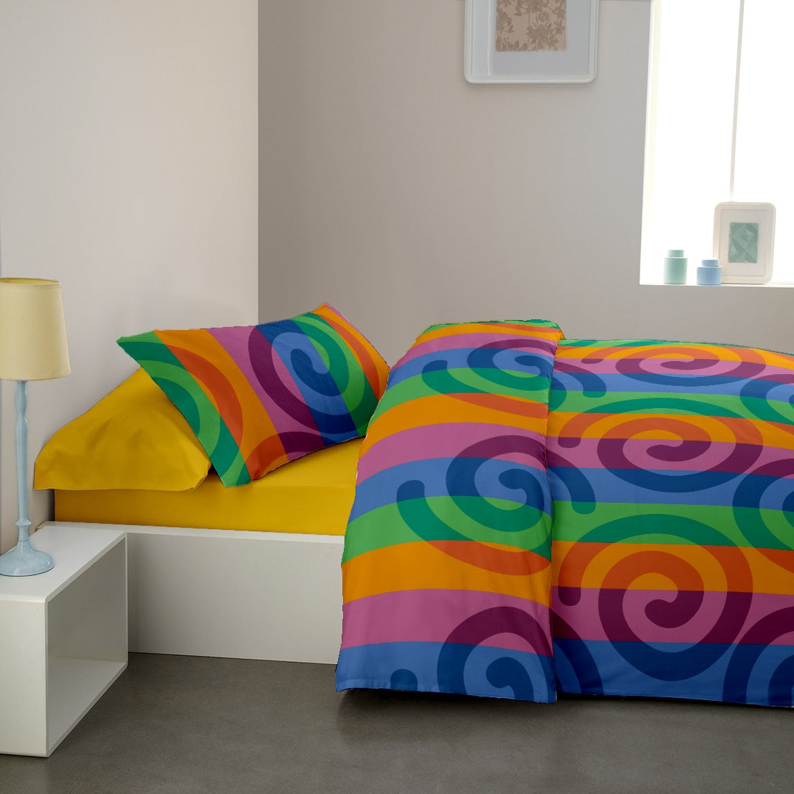 Biancheria da letto in percalle Renforce Rainbow + Lemon Chrome