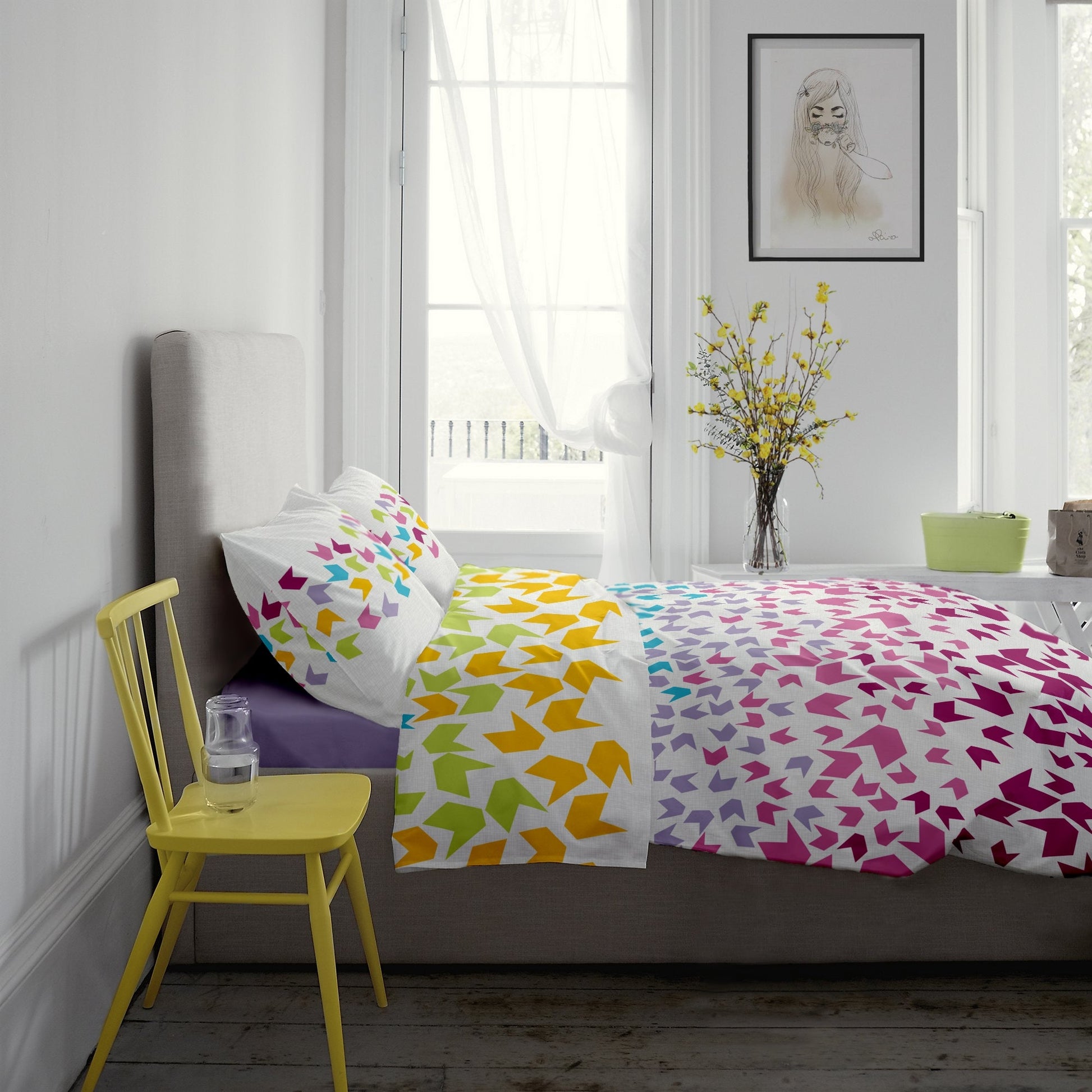 Lenjerie pat Renforce desen Loving Matisse v.1 Rosebloom