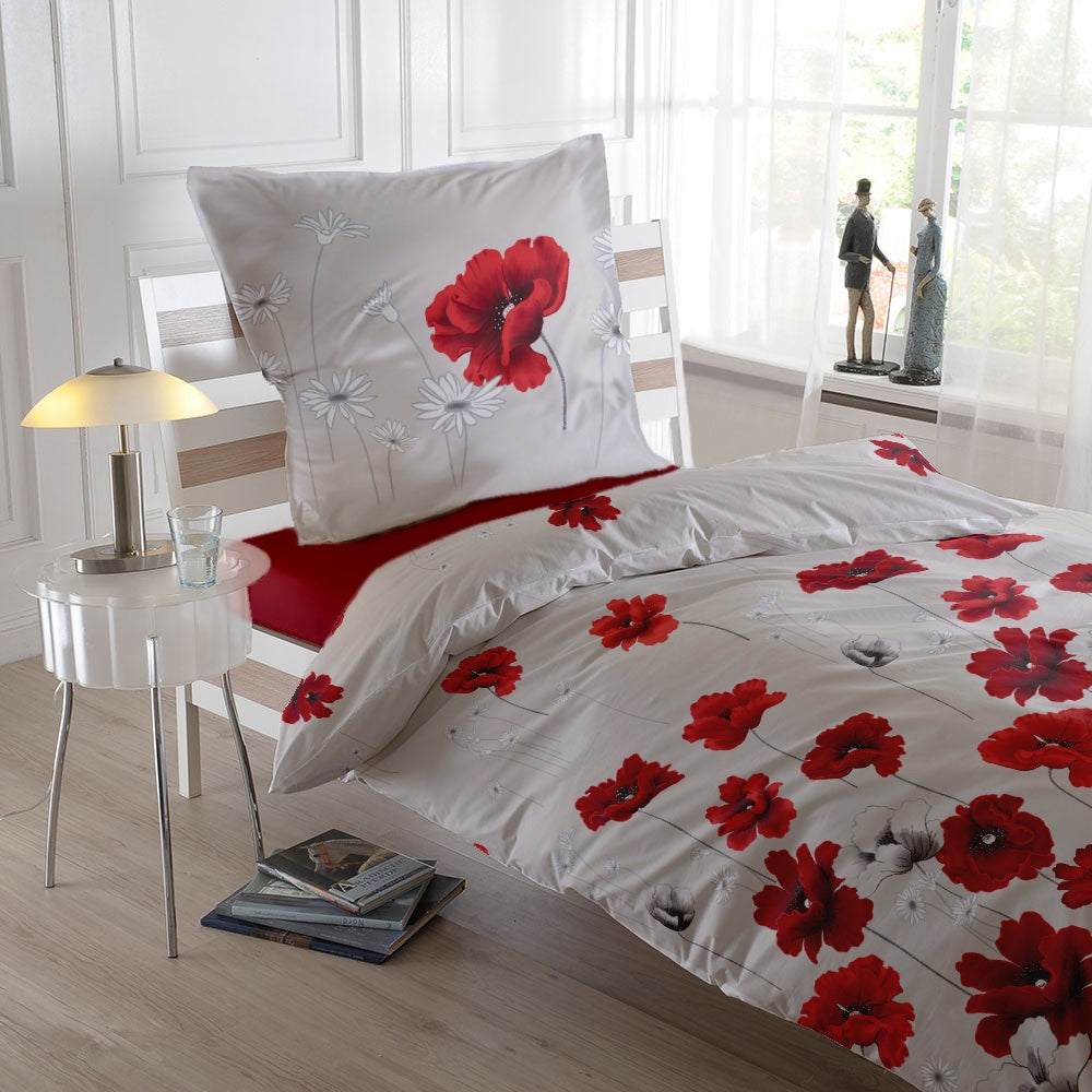 Lenjerie pat Renforce desen Poppy Field