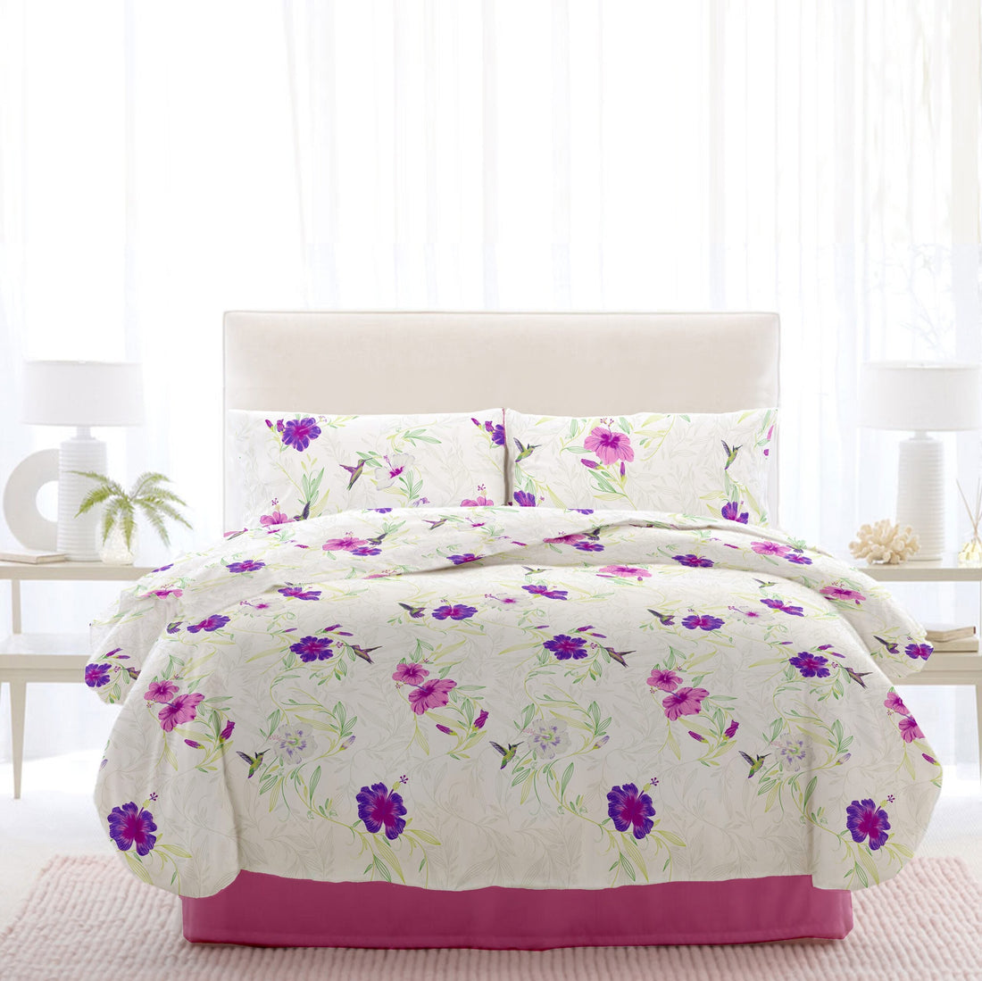 Lenjerie pat Renforce desen Rosemallow v.3