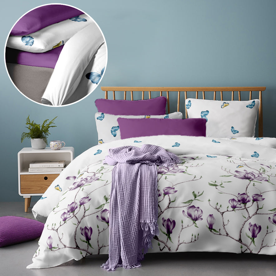 Lenjerie pat Renforce RIU Magnolia Tree 02 Iris Orchid