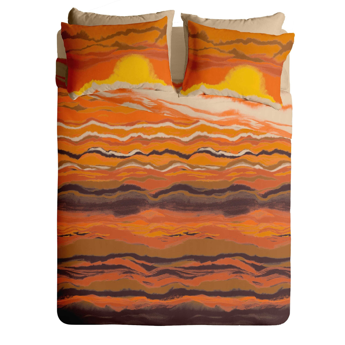 Lenjerie pat Renforce desen SUNSET+unicolor