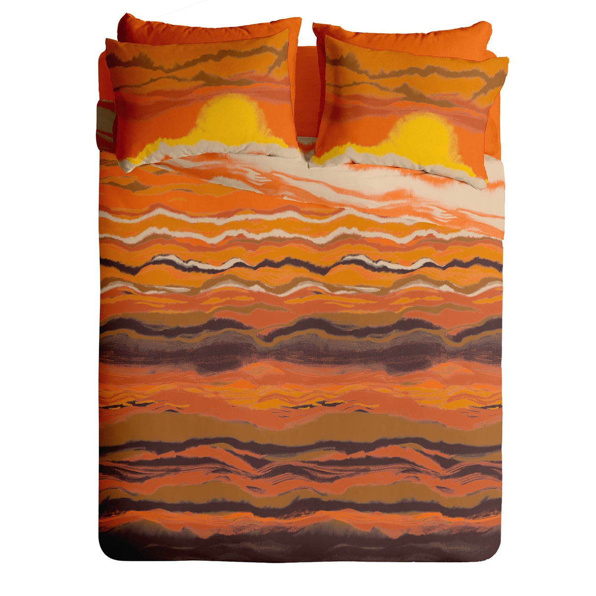 Lenjerie pat Renforce desen SUNSET+unicolor