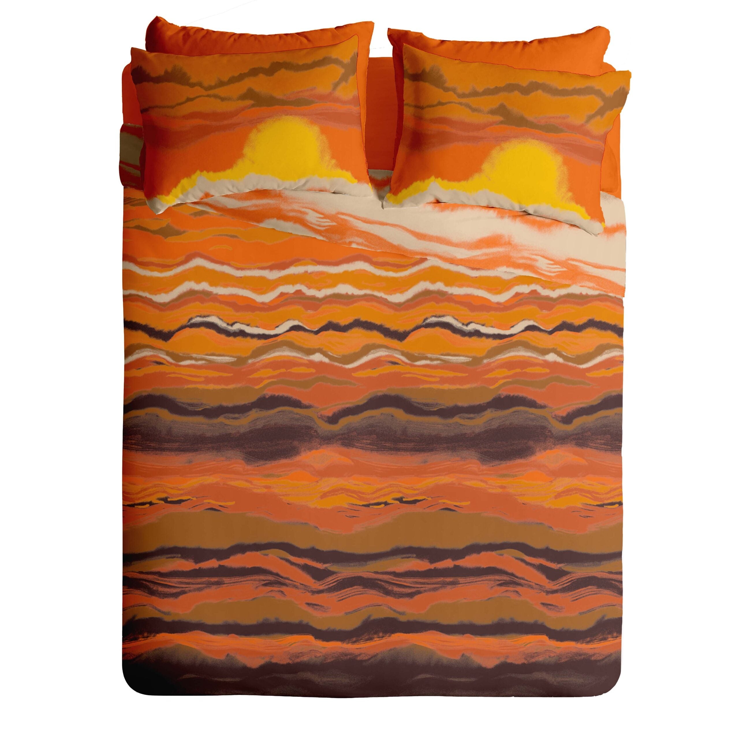Lenjerie pat Renforce desen SUNSET+unicolor