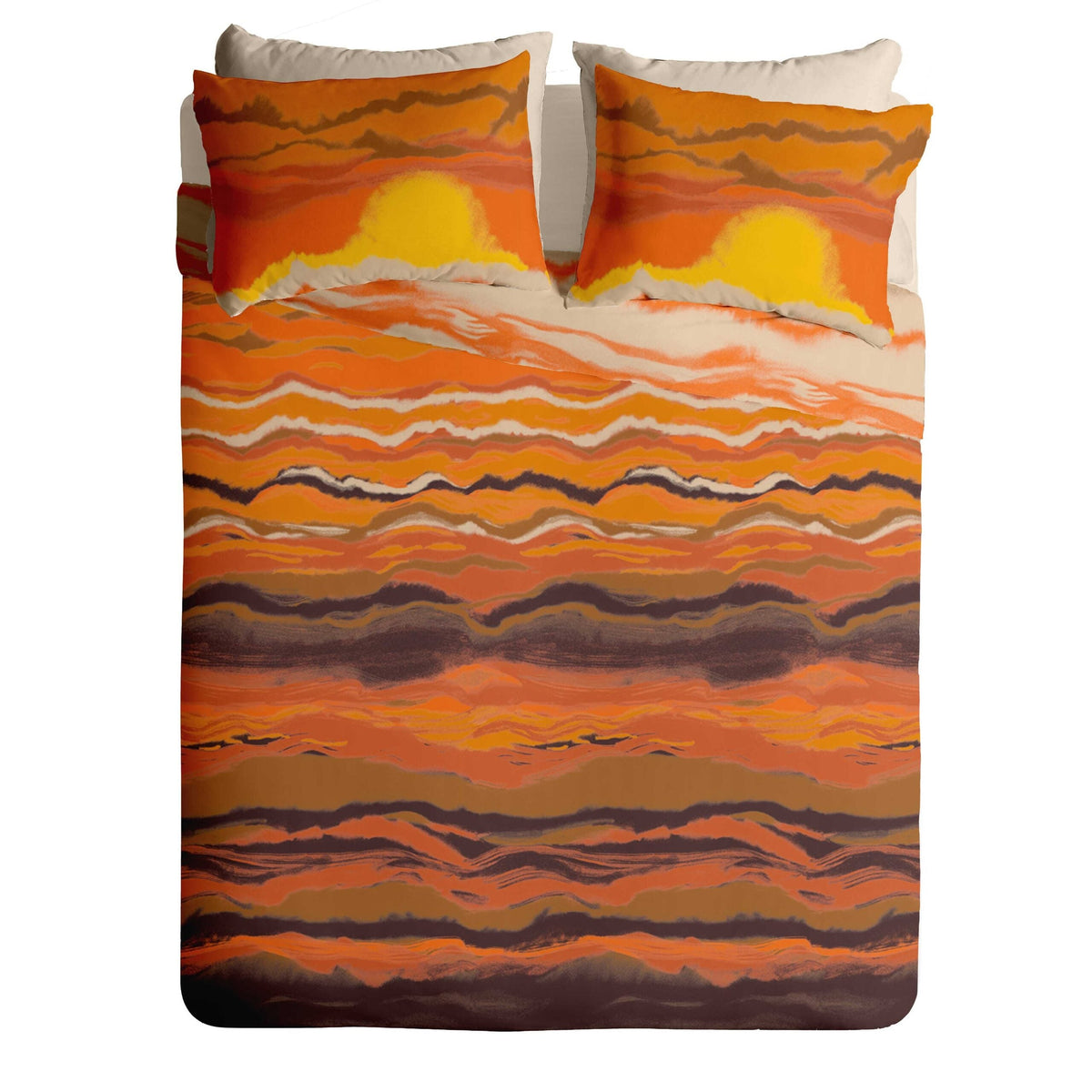 Lenjerie pat Renforce desen SUNSET+unicolor