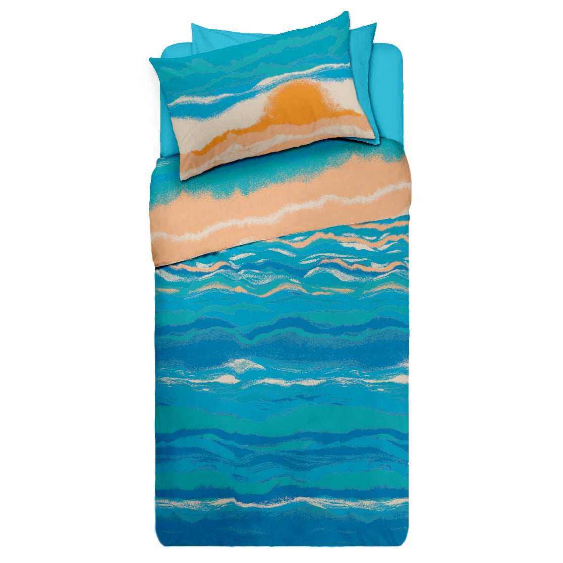 Lenjerie pat Renforce desen SUNRISE+unicolor