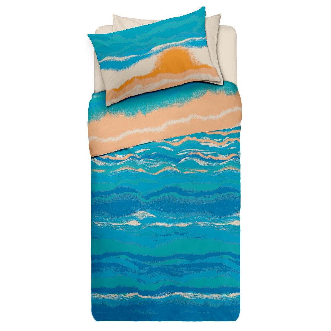 Lenjerie pat Renforce desen SUNRISE+unicolor
