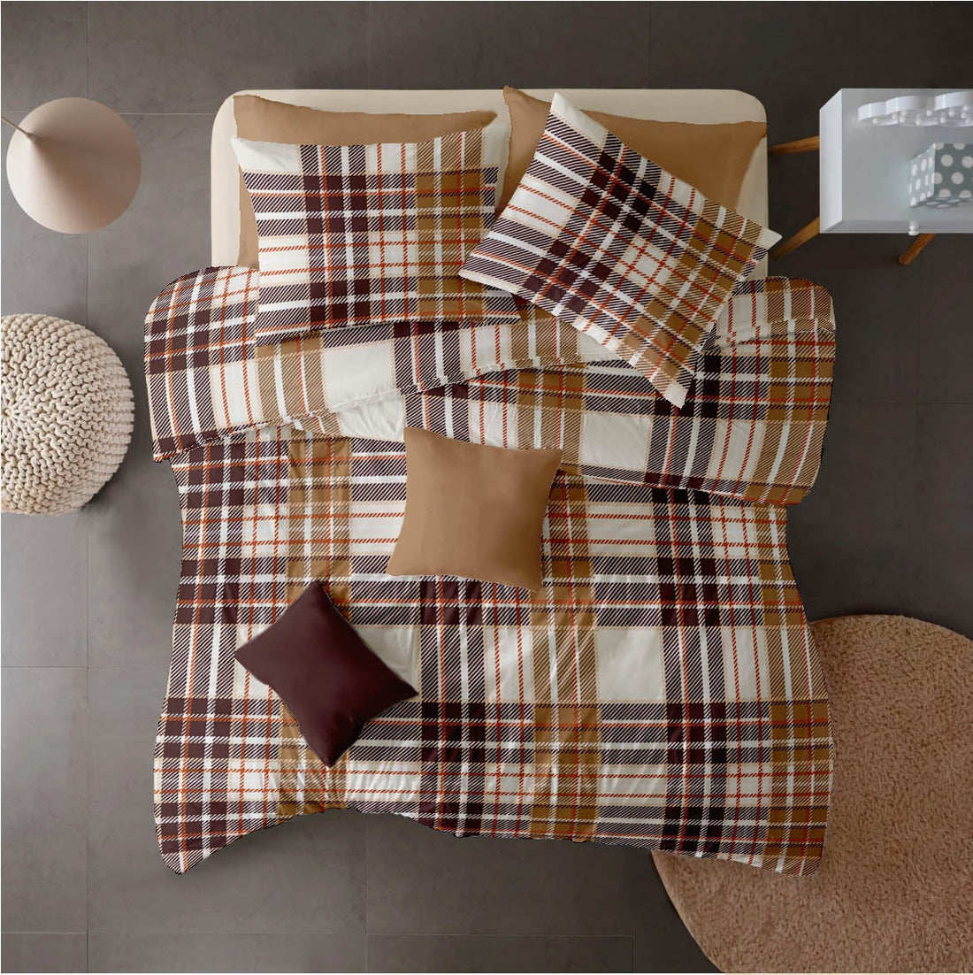 Lenjerie pat Renforce 100% bumbac, desen PLAID V1, cod RIU