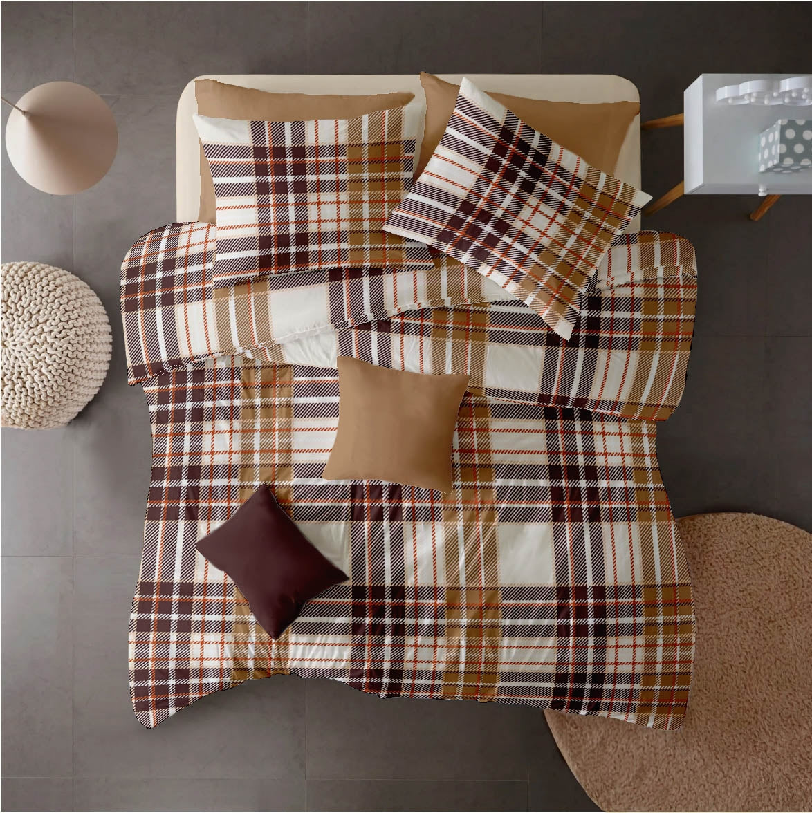 Lenjerie pat Renforce 100% bumbac, desen PLAID V1, cod RIU