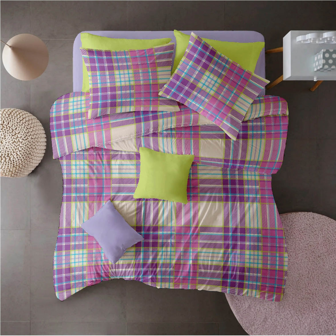 Lenjerie pat Renforce 100% bumbac, desen PLAID V2, cod RIU