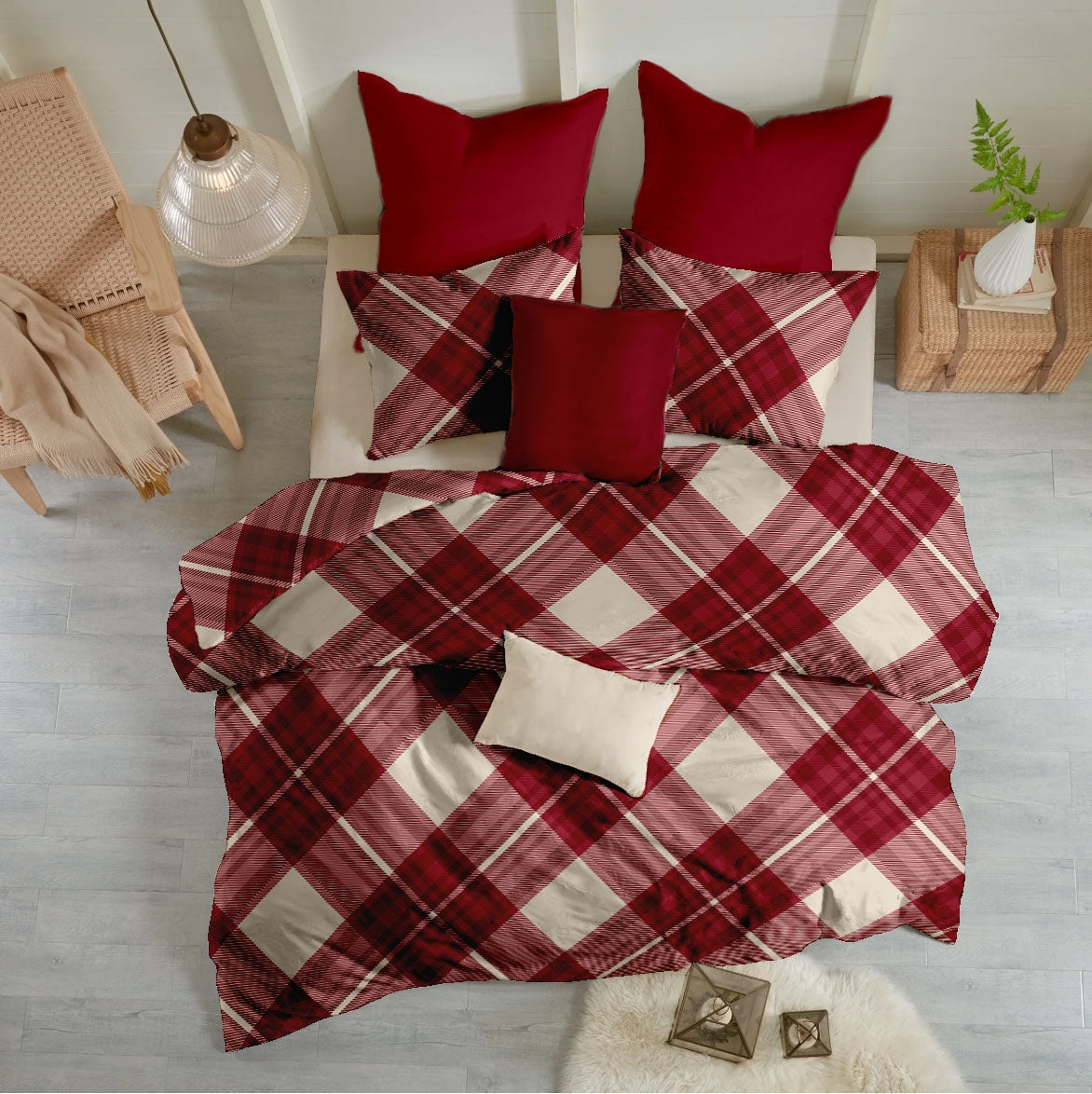Lenjerie pat Renforce 100% bumbac, desen SCOTTISH V4, cod RIU