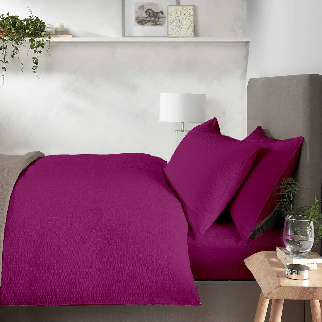 Lenjerie pat Crepe uni Fuchsia