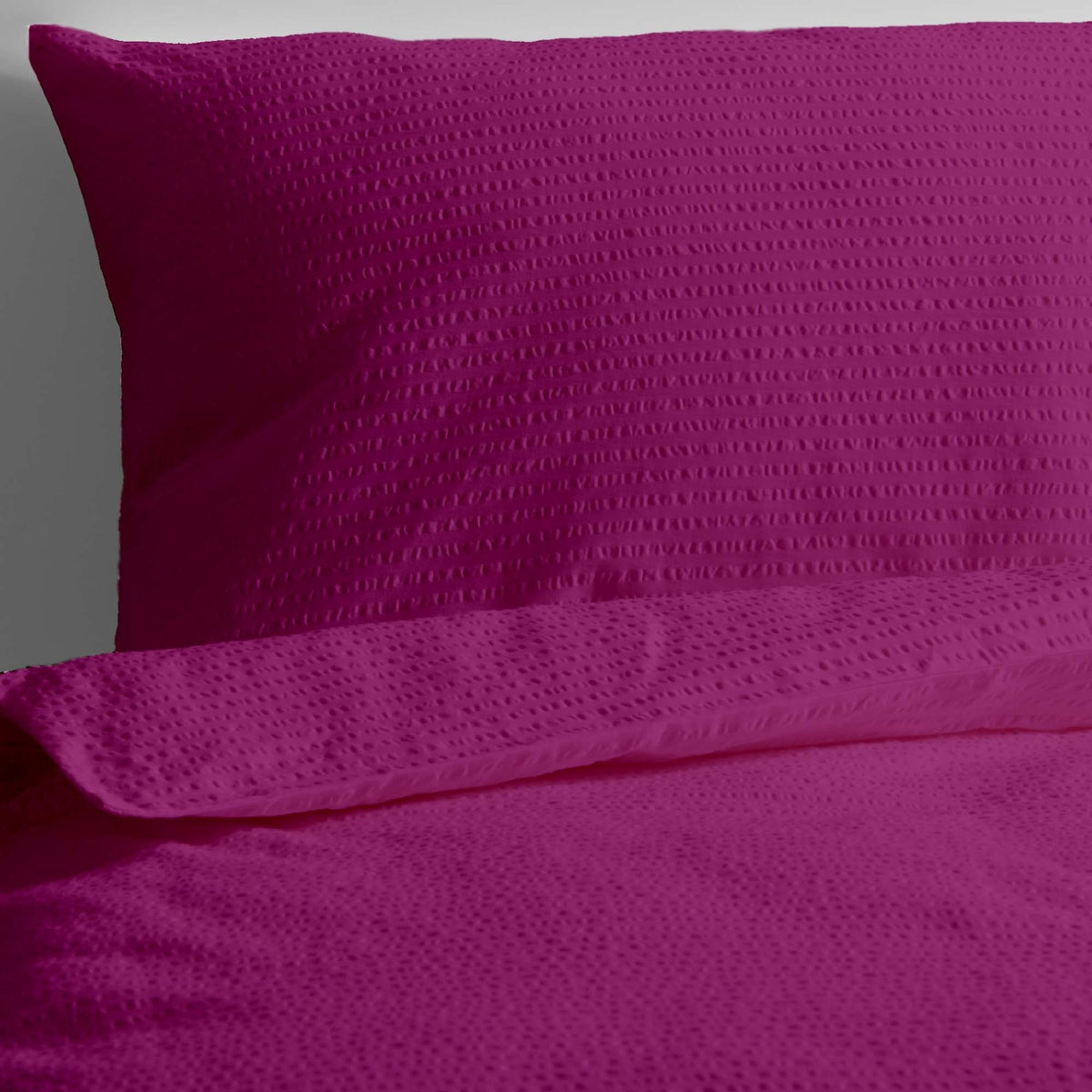 Lenjerie pat 100% bumbac Creponat, uni color Fuchsia Red