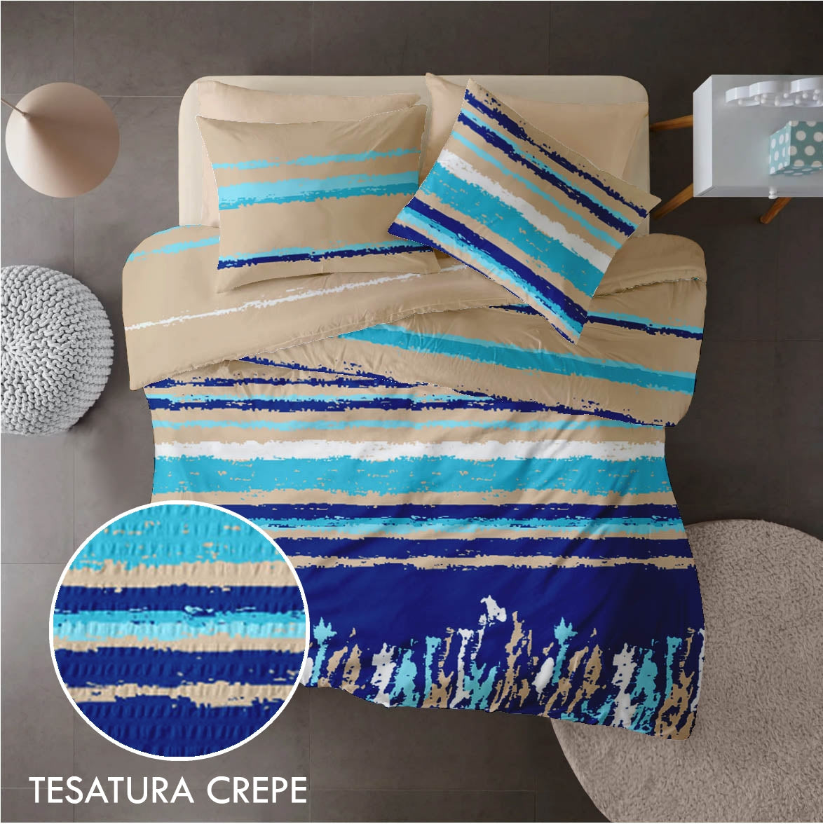 Lenjerie pat 100% bumbac Creponat, desen GRUNGE V4, cod CIU