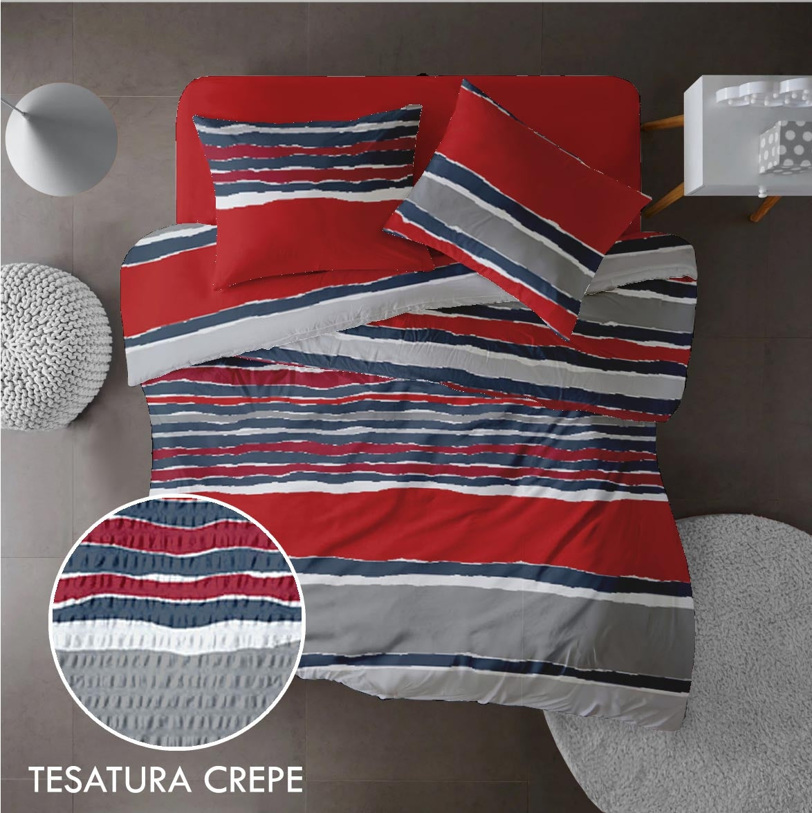 Lenjerie pat 100% bumbac Creponat, desen VIBE V2, cod CIU