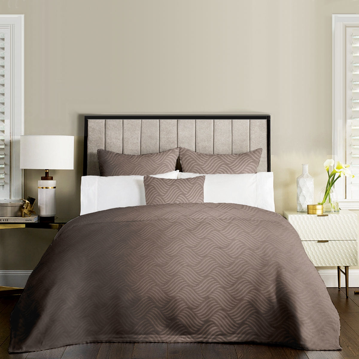 Cuvertura de pat cu 2 perne decor, Pique Anderson 03