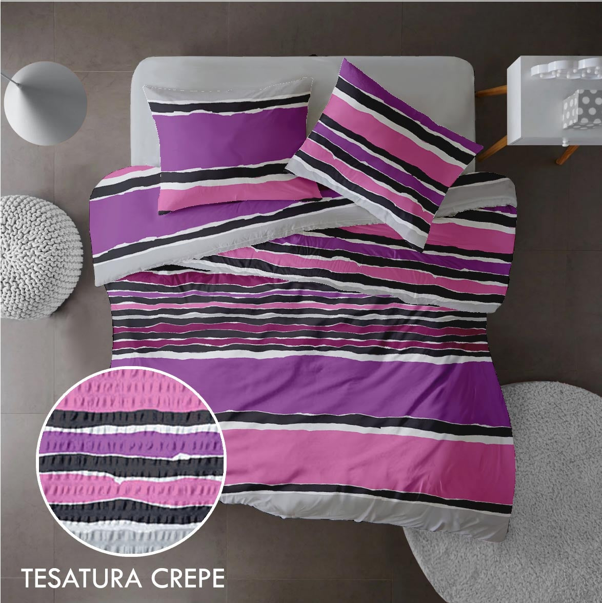 Lenjerie pat 100% bumbac Creponat, desen VIBE V3, cod CIU