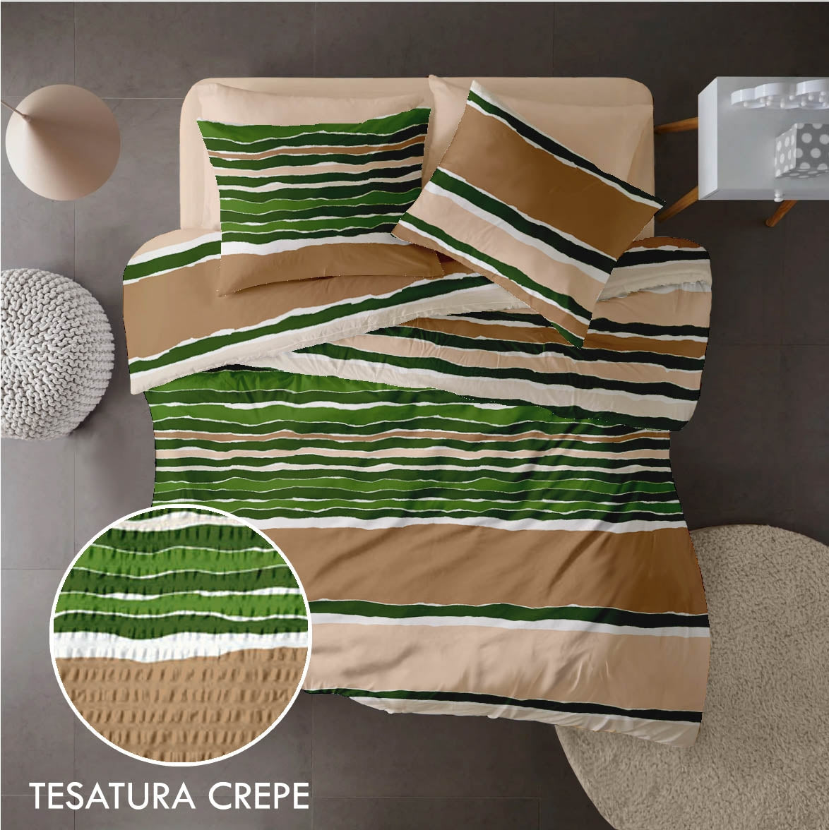 Lenjerie pat 100% bumbac Creponat, desen VIBE V1